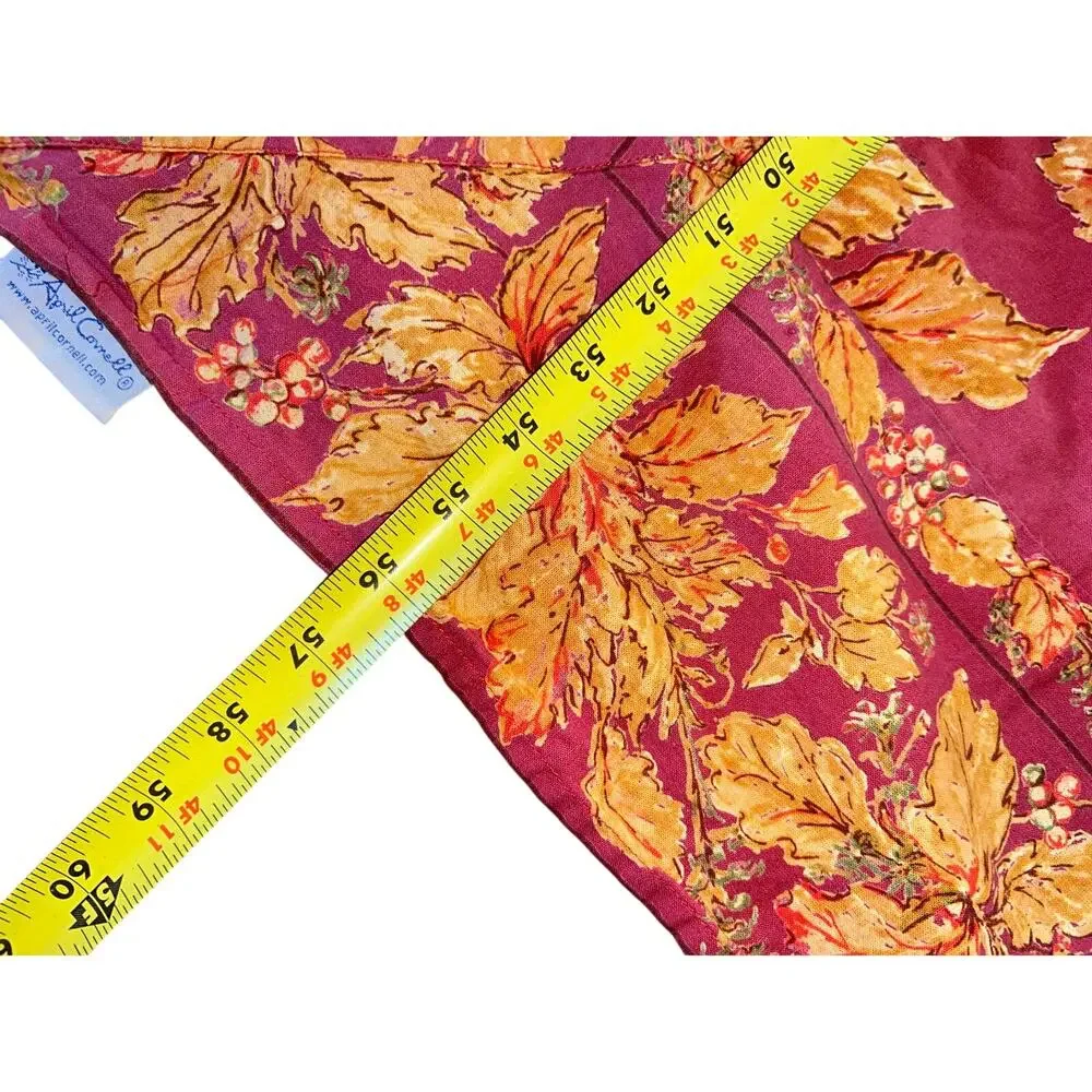 April Cornell vintage rectangular tablecloth red floral  grapes 56x78